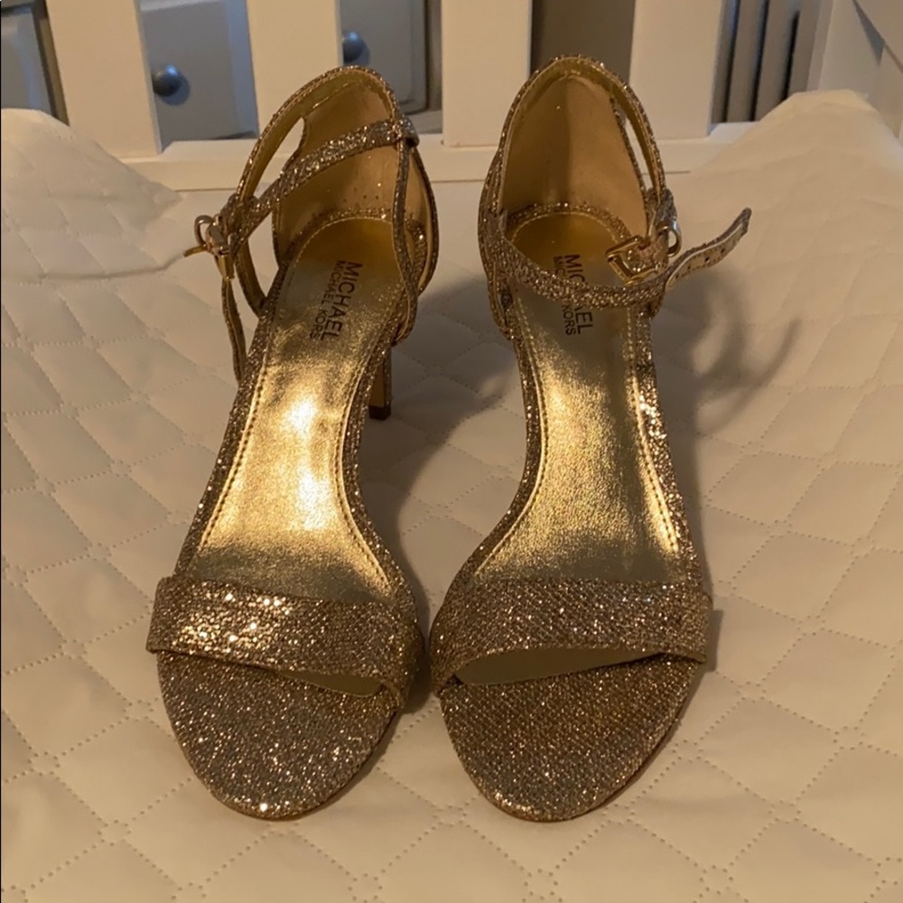 strappy gold stilettos